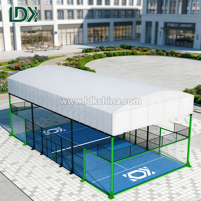 Premium Outdoor Community Padel Tennis Court Panoramic Roof Canopy and Glass Walls for Public Park Sports Facility Featured Image
