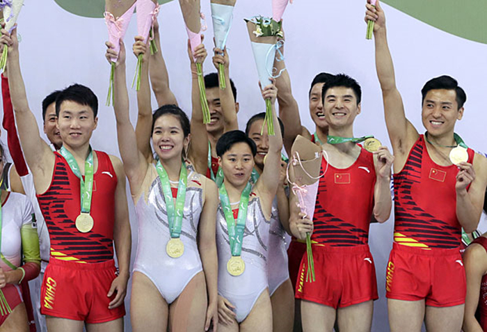 Chinese team is the champion of 33rd gymnastic trampoline match!