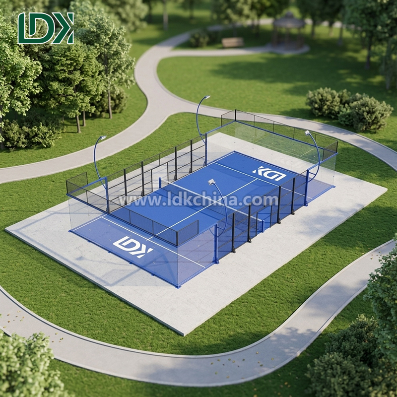 Full Set Padel Tennis Court Solution Including Artificial Turf Tempered Glass LED Lights High Strength Steel Structure