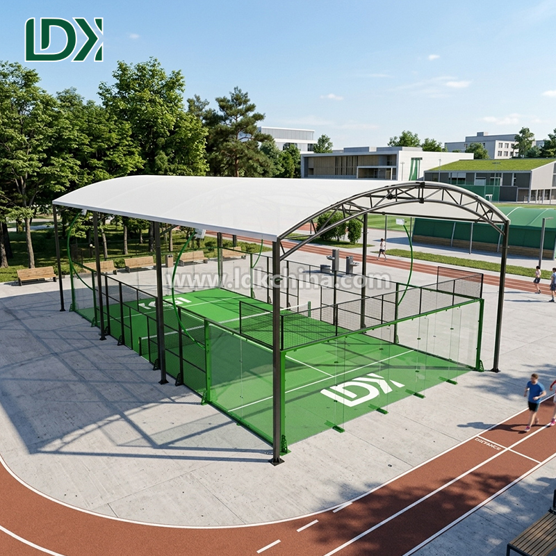 Durable Padel Court Fixed Roof Structure for Outdoor Sports Club with Weatherproof Steel Frame and UV Protection