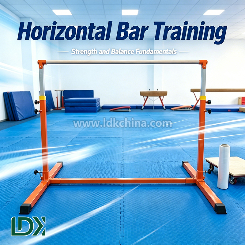 Height Adjustable Gymnastics Horizontal Bar for Kids Training Bar with Stable Base for Home Gymnastic Practice