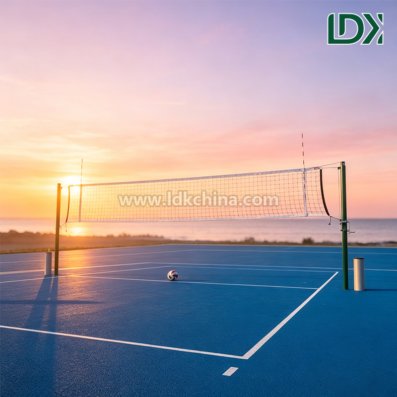 FIVB Standard Professional Volleyball Support Posts with Adjustable Net Height Tensioning System for Official Matches