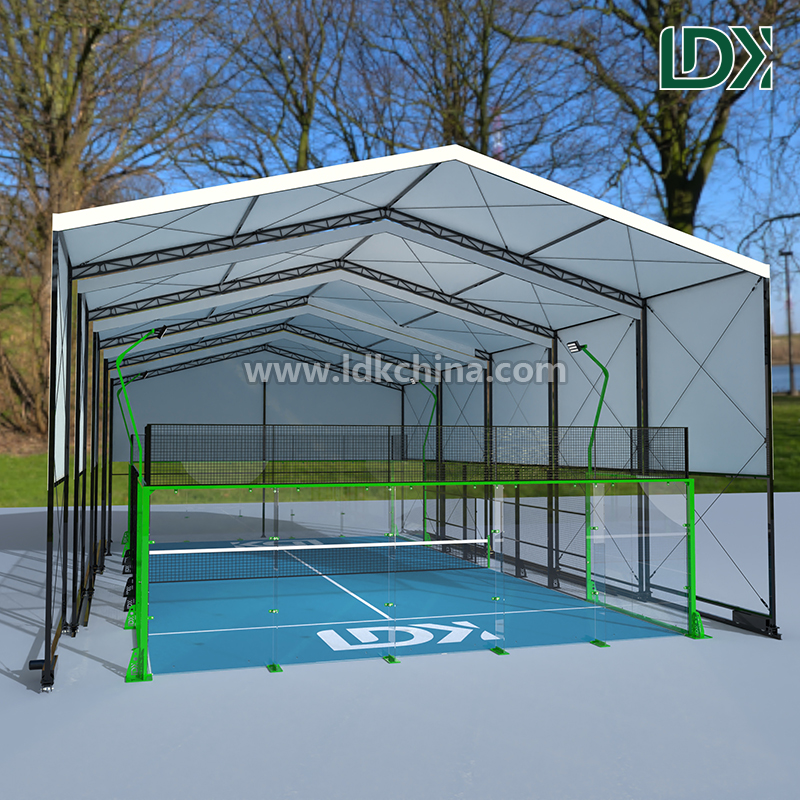 Electric Telescopic Roof Padel Court 20x10m Outdoor Retractable Cover System for All Weather Padel Club Facility Featured Image
