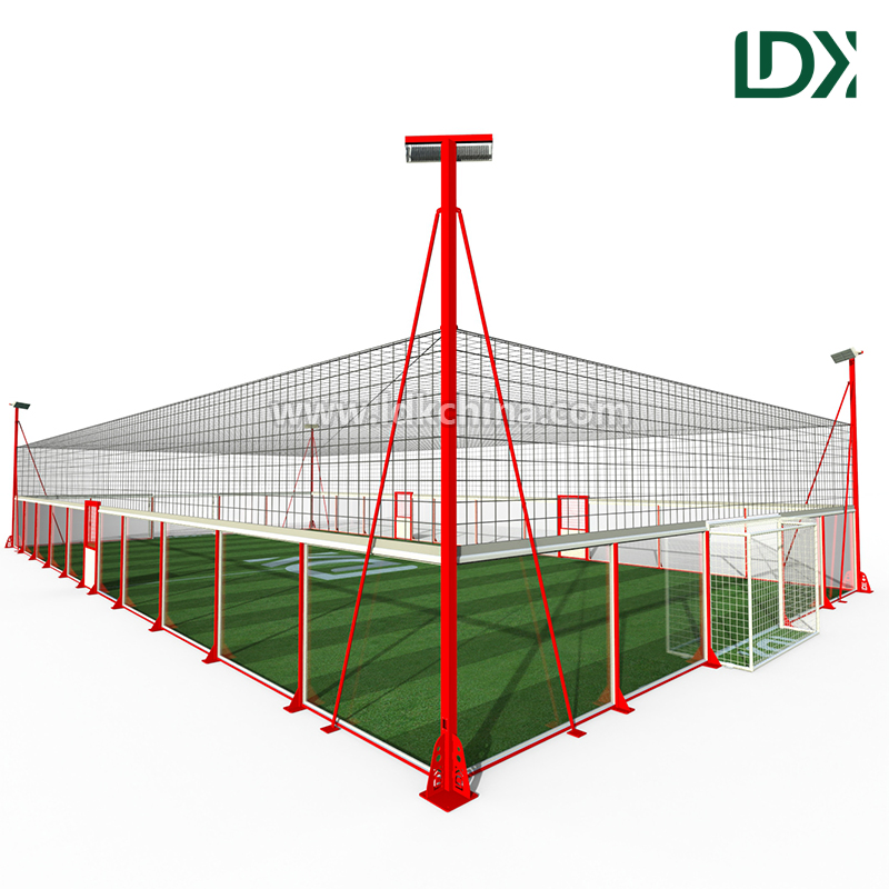 Tempered Glass Cage Football Field Soccer Court Premium Artificial Turf Steel Frame for Commercial Sports Venues