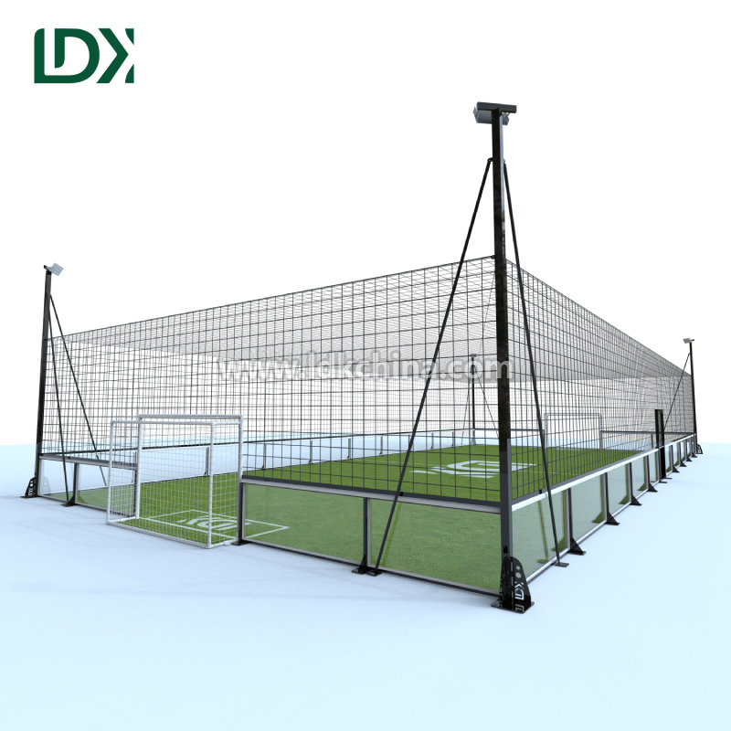 Glass Football Cage with Customizable Artificial Turf and LED Lighting Systems for Multi-Function Sports Arena