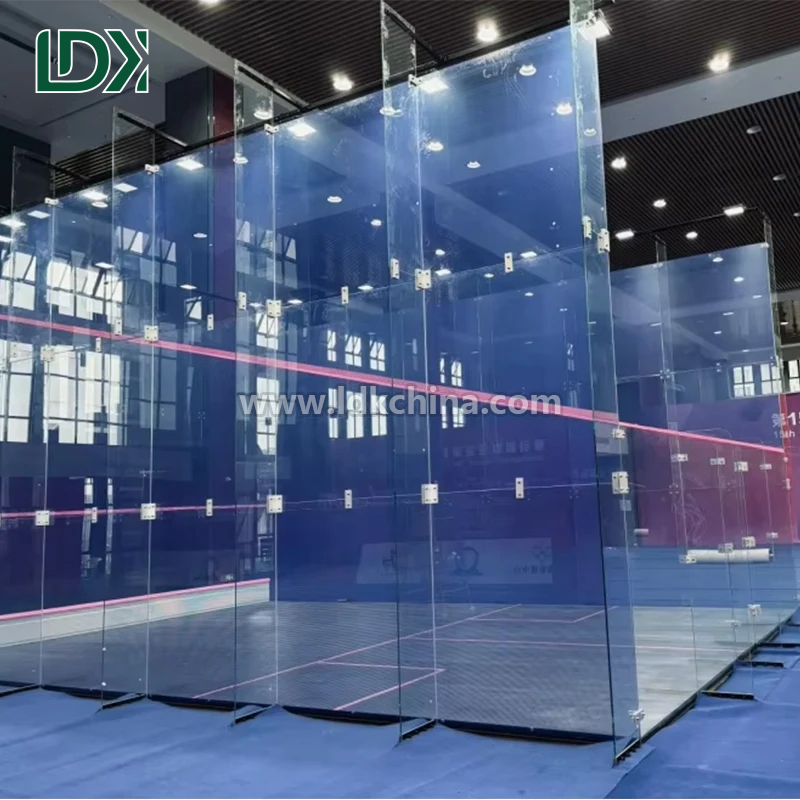 Professional Squash Court Construction with Standard Safety Tempered Glass Walls and Shock Absorbent Wood Flooring