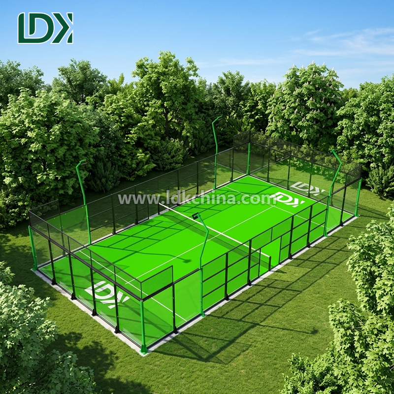 High Quality Panoramic Padel Tennis Court with 12mm Tempered Glass and Professional LED Lighting System for Sports Club