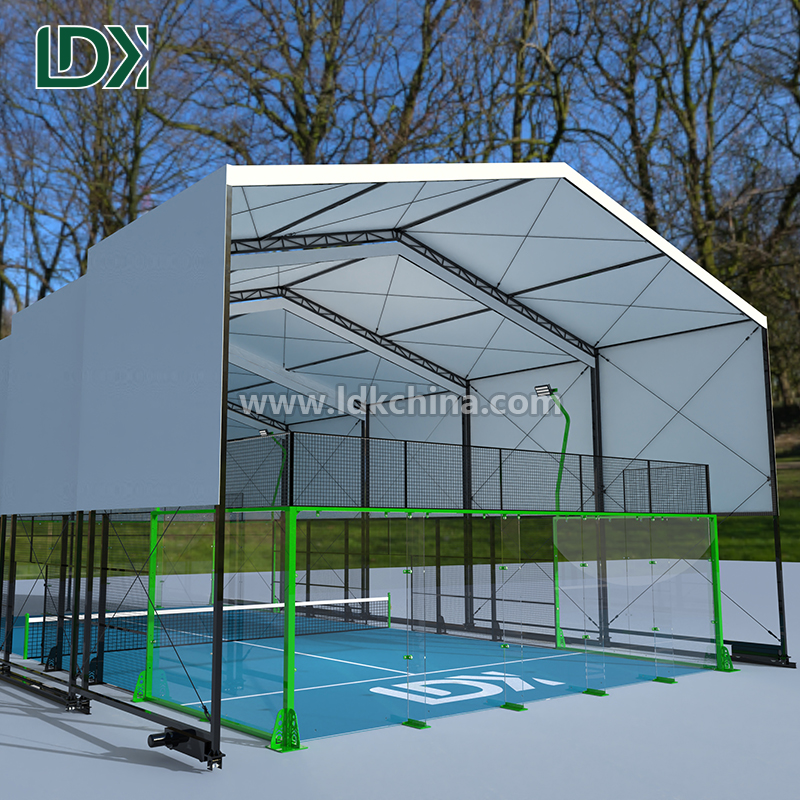 Professional Padel Court with Electric Opening Roof and Professional Turf for Indoor Outdoor Multi-Purpose Use