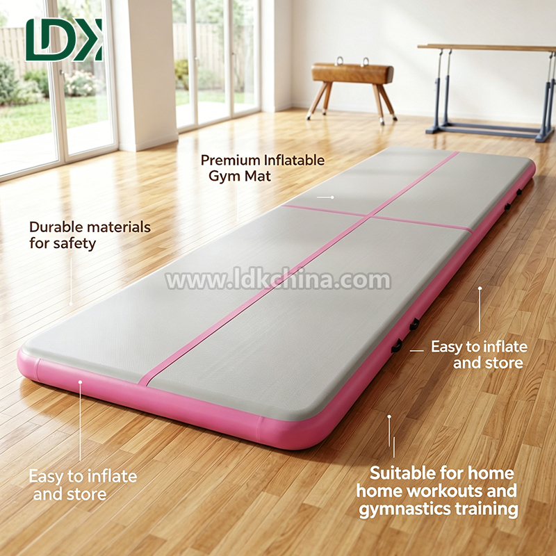 Portable Gymnastic Inflatable Mat for Home Use Air Track Tumbling Mat for Kids Practice Featured Image