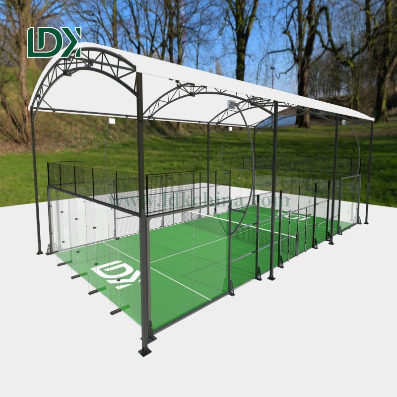 Indoor Outdoor Panoramic Padel Tennis Court Roof Supplier Artificial Grass Customized Removable Padel Tennis Court Featured Image