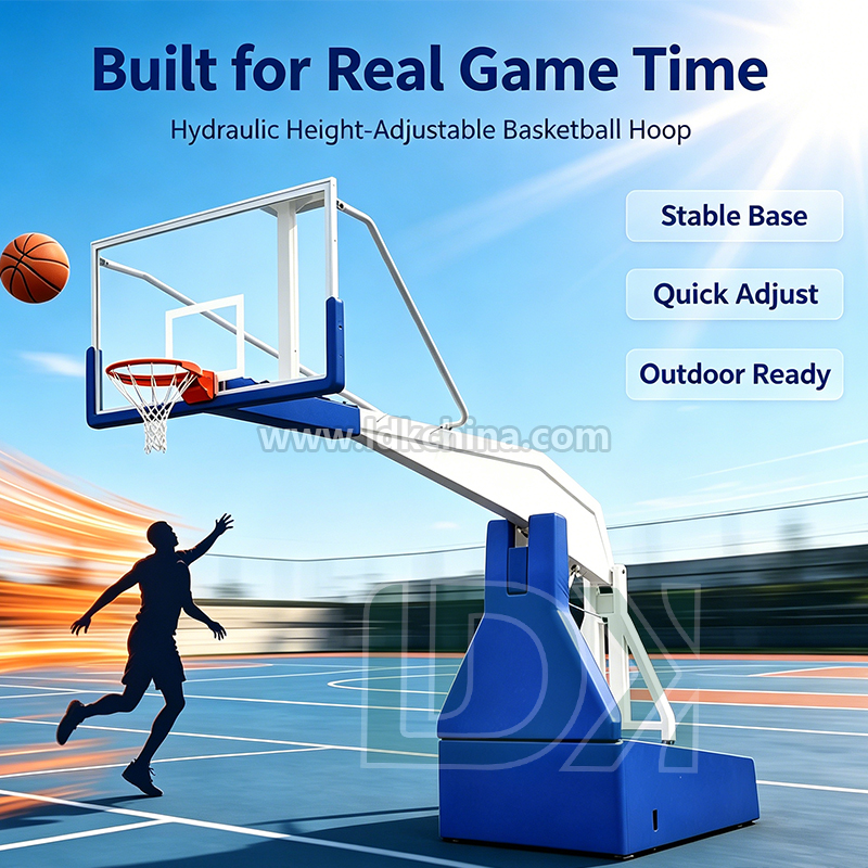 Professional Hydraulic Basketball Hoop with Tempered Glass Backboard for Stadium Competition FIBA Standard Usage