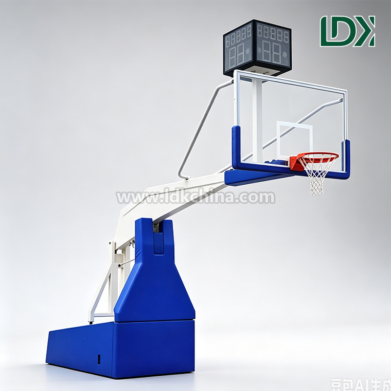 Professional Hydraulic Basketball Hoop with Tempered Glass Backboard for Stadium Competition FIBA Standard Usage
