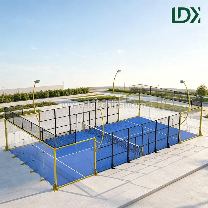 Premium Panoramic Padel Court 20x10m FIP Standard Steel Frame Tempered Glass Artificial Turf For Club Indoor Outdoor