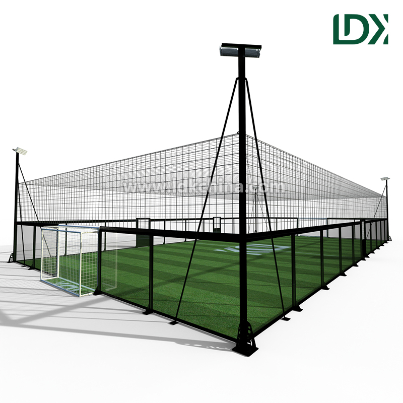 Tempered Glass Cage Football Field Soccer Court Premium Artificial Turf Steel Frame for Commercial Sports Venues