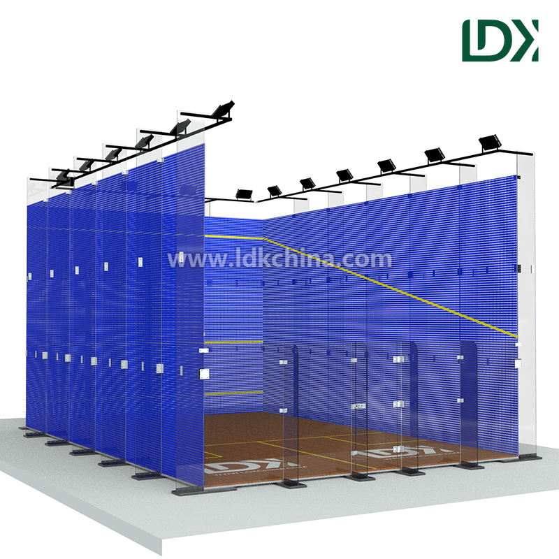 Professional All Glass Squash Court with 12mm Tempered Glass for Clubs and Competitions