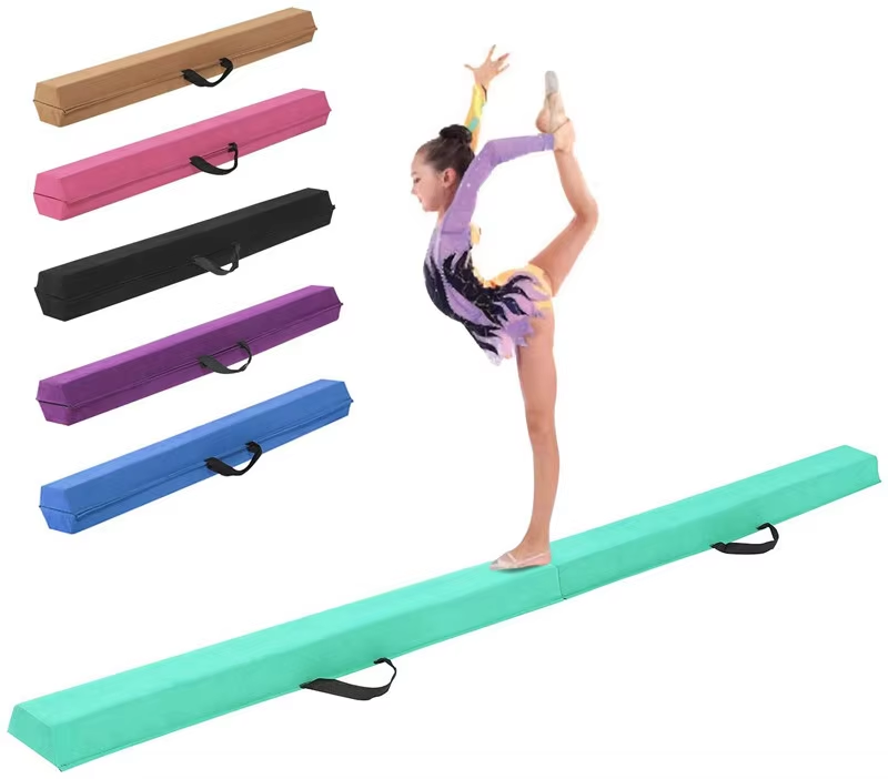 LDK Gymnastics Folding Balance Beam with Suede Cover for Home Training Floor Practice