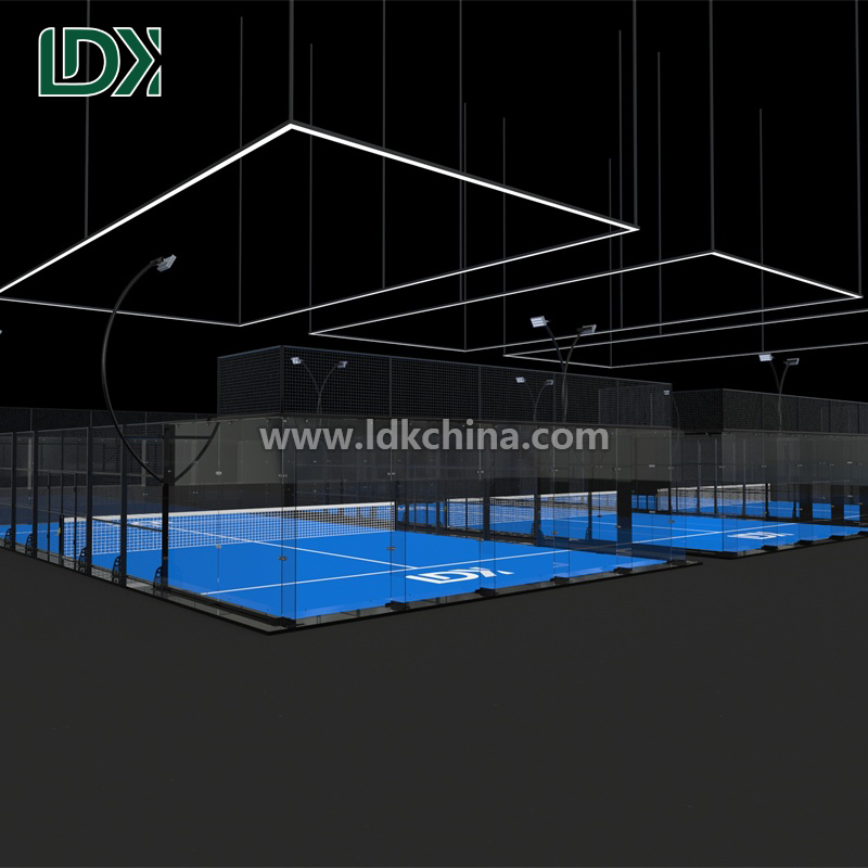 Factory Price Panorama Padel Courts with LED Lighting Systems and 12mm Tempered Glass for Professional Clubs