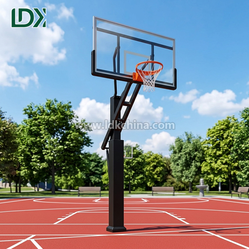 Premium Weatherproof Height Adjustable Inground Basketball Stand for Schools and Residential Backyard Court Systems