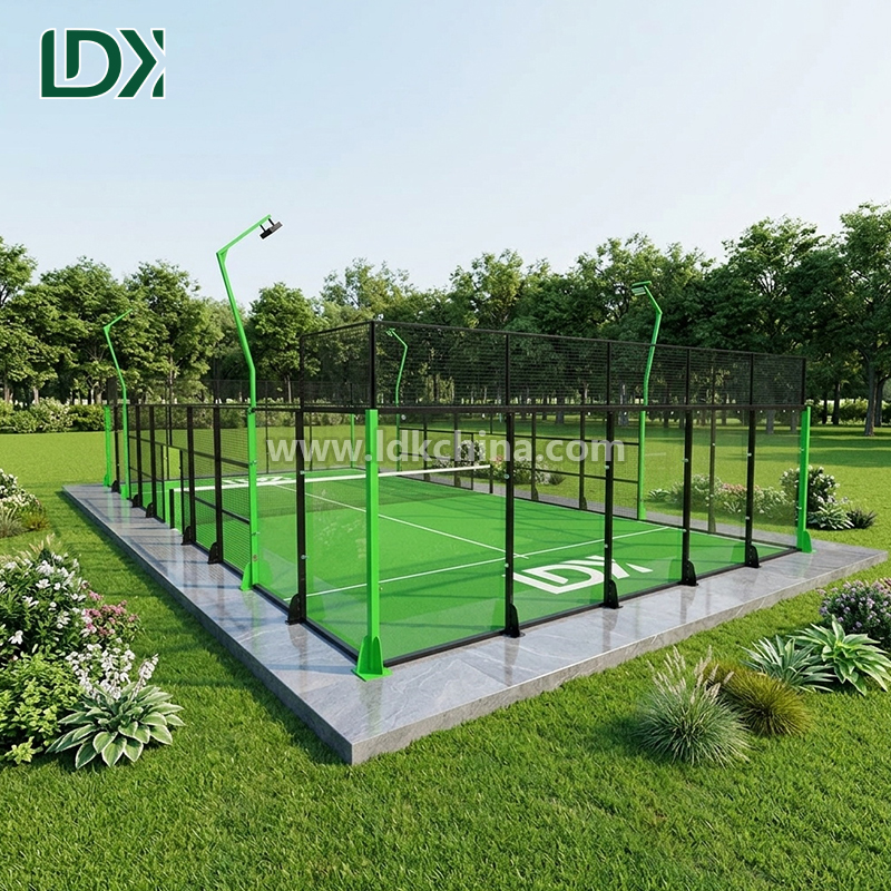High Quality Panoramic Padel Tennis Court with 12mm Tempered Glass and Professional LED Lighting System for Sports Club