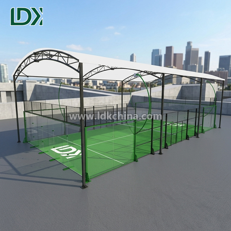 Durable Padel Court Fixed Roof Structure for Outdoor Sports Club with Weatherproof Steel Frame and UV Protection