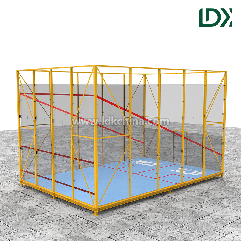 Weatherproof Outdoor Squash Court 12mm Tempered Glass Wall and Galvanized Steel Frame for Sports Facility Projects