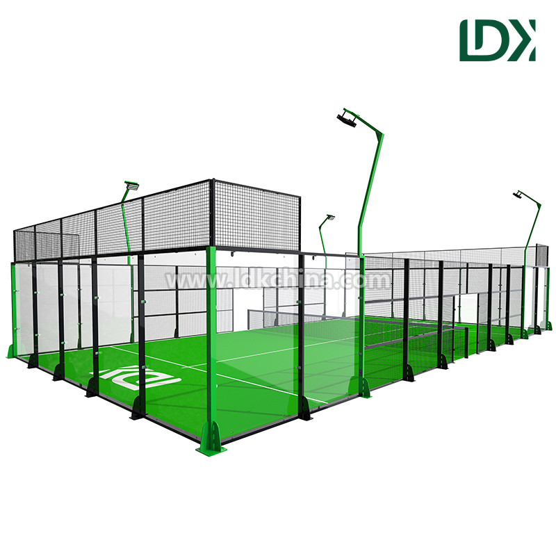 Regulation 20x10m Panoramic Padel Court Featuring Safety Glass, Turf And Floodlights For Indoor Or Outdoor Clubs