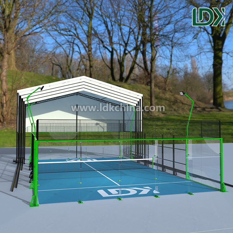 Electric Telescopic Roof Padel Court 20x10m Outdoor Retractable Cover System for All Weather Padel Club Facility