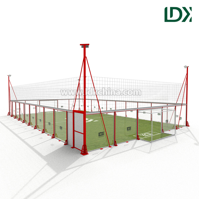 Tempered Glass Cage Football Field Soccer Court Premium Artificial Turf Steel Frame for Commercial Sports Venues
