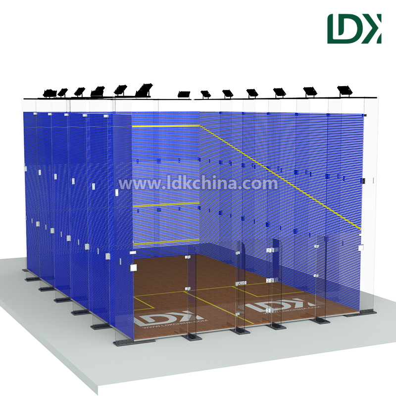 Professional All Glass Squash Court with 12mm Tempered Glass for Clubs and Competitions