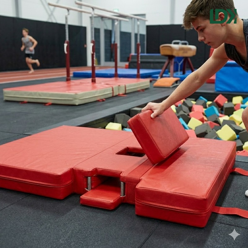 High Density Gymnastics Crash Pad and Professional Safety Uneven Bar Landing Mat for Indoor Gymnastics Competition