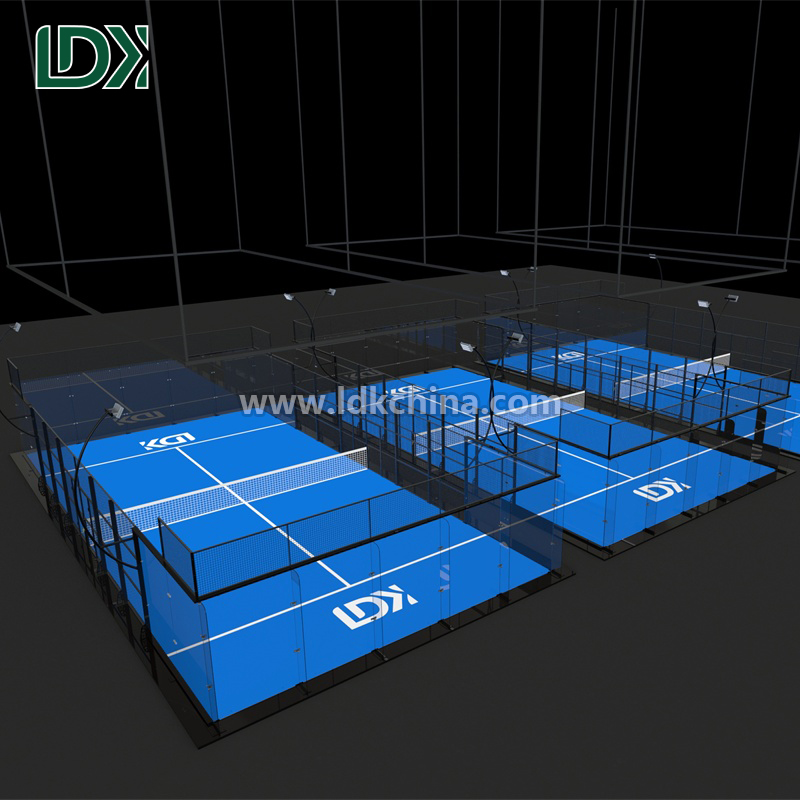 Factory Price Panorama Padel Courts with LED Lighting Systems and 12mm Tempered Glass for Professional Clubs