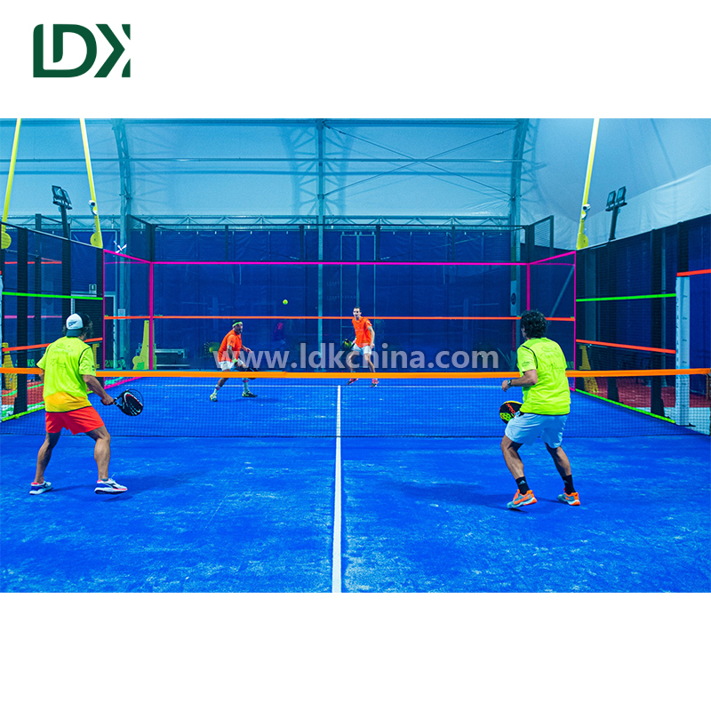 Turnkey Glow Padel Court Solution with Customized Neon Lighting and Steel Structure for Commercial Night Padel