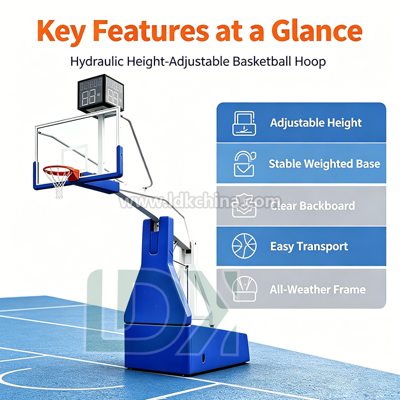 Professional FIBA Standard Electric Hydraulic Basketball Hoop with Transparent Backboard for Indoor Stadium Training
