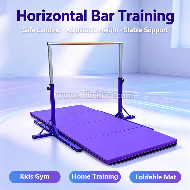 Height Adjustable Gymnastics Horizontal Bar for Kids Training Bar with Stable Base for Home Gymnastic Practice Featured Image