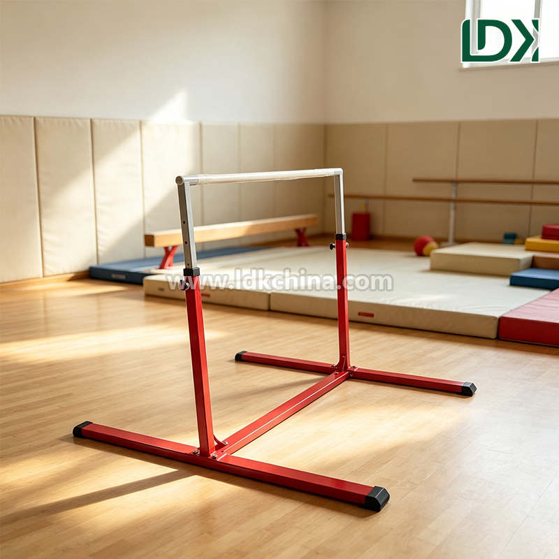 Kids Horizontal Bar Adjustable Height Gymnastics Pull Up Bar For Home Indoor Training Steel Frame Anti Slip Children