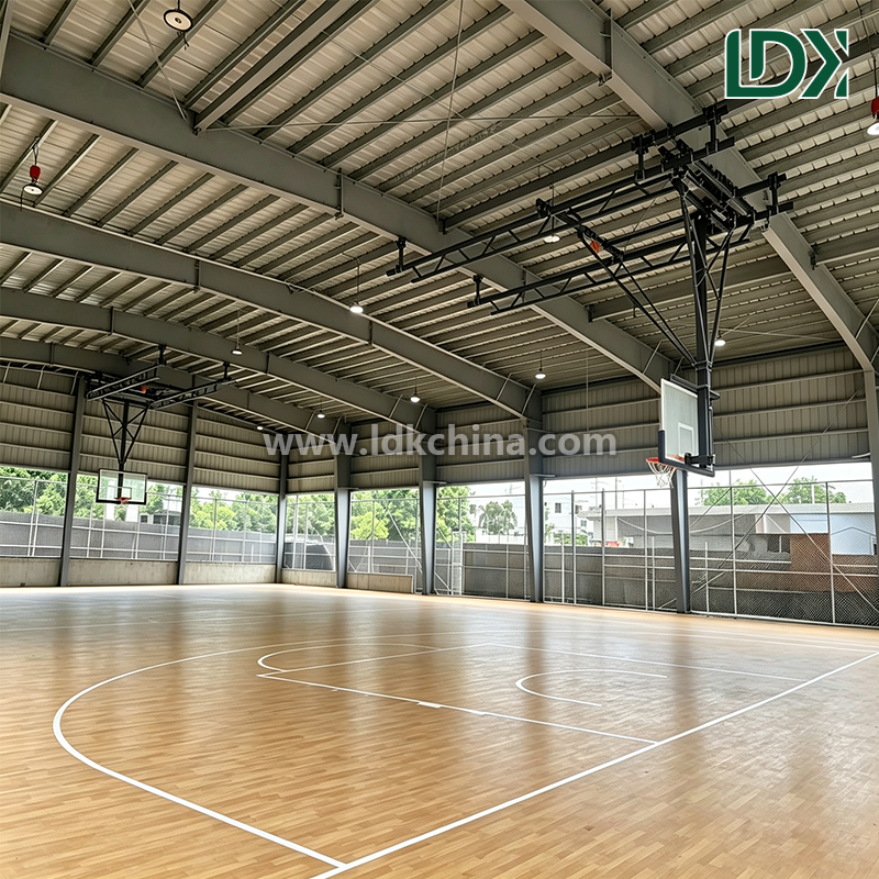 Ceiling Mounted Basketball Hoop for Gymnasium Tempered Glass Backboard Adjustable Height Indoor Basketball Goal