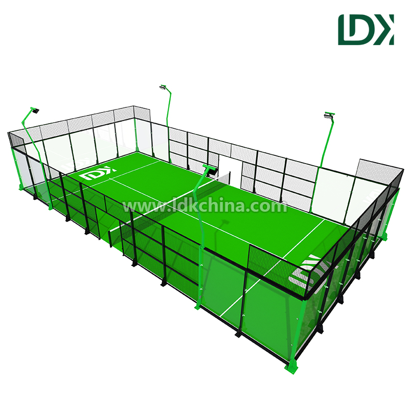 Regulation 20x10m Panoramic Padel Court Featuring Safety Glass, Turf And Floodlights For Indoor Or Outdoor Clubs