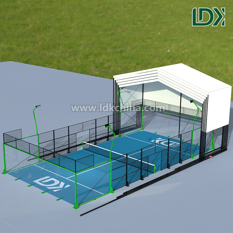 Electric Telescopic Roof Padel Court 20x10m Outdoor Retractable Cover System for All Weather Padel Club Facility