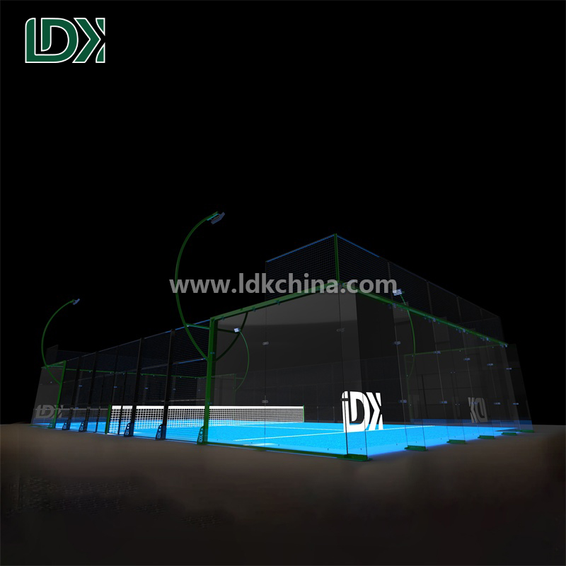 Factory Price Panorama Padel Courts with LED Lighting Systems and 12mm Tempered Glass for Professional Clubs