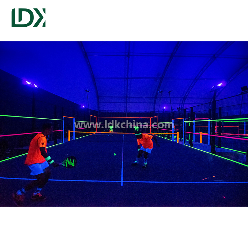 Turnkey Glow Padel Court Solution with Customized Neon Lighting and Steel Structure for Commercial Night Padel