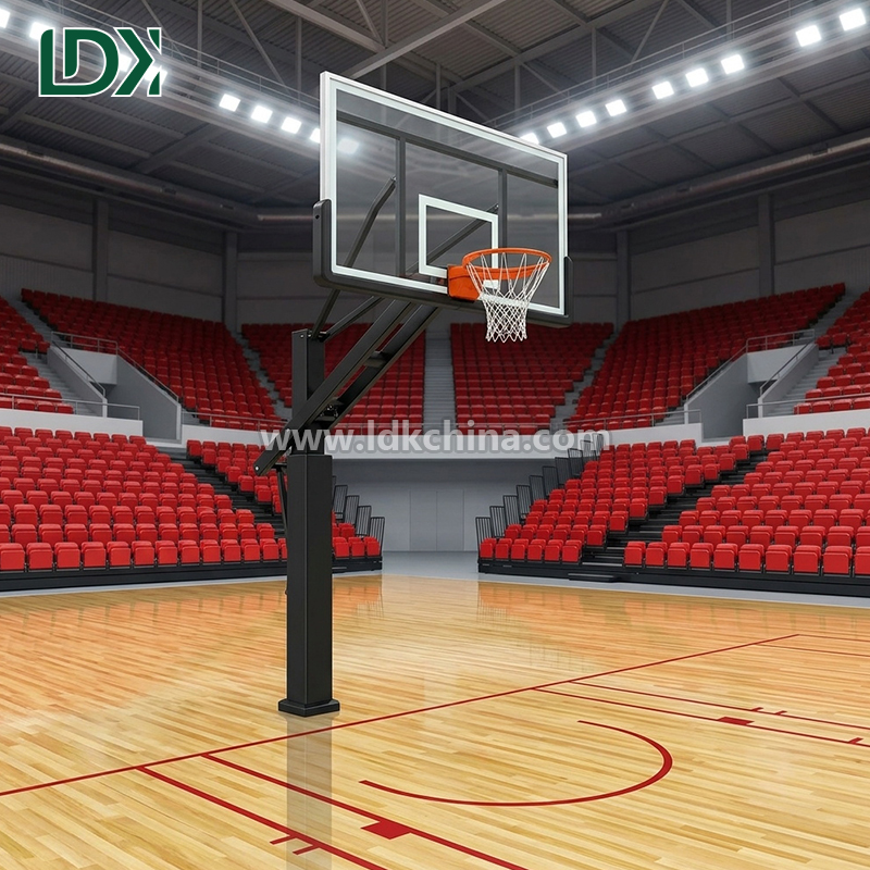 Premium Weatherproof Height Adjustable Inground Basketball Stand for Schools and Residential Backyard Court Systems