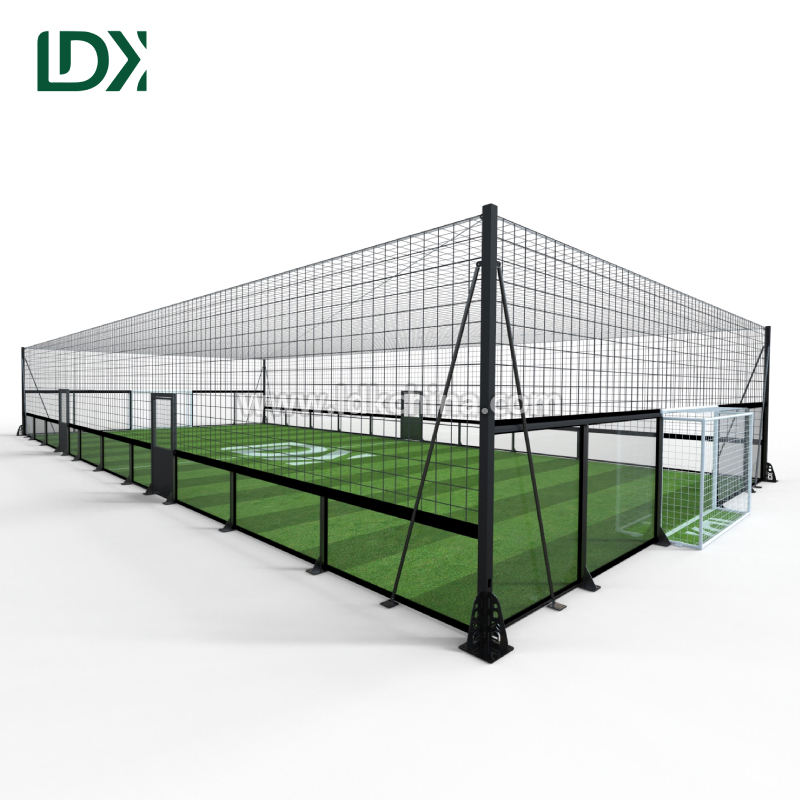 Glass Football Cage with Customizable Artificial Turf and LED Lighting Systems for Multi-Function Sports Arena