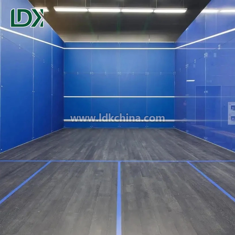 Professional Squash Court Construction with Standard Safety Tempered Glass Walls and Shock Absorbent Wood Flooring
