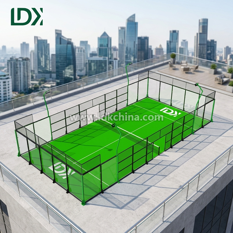 High Quality Panoramic Padel Tennis Court with 12mm Tempered Glass and Professional LED Lighting System for Sports Club