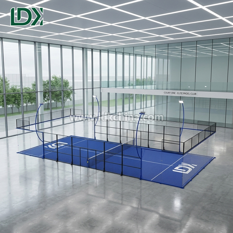 Full Set Padel Tennis Court Solution Including Artificial Turf Tempered Glass LED Lights High Strength Steel Structure