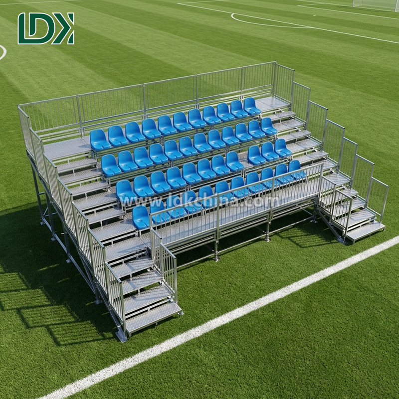 High Capacity Weatherproof Aluminum Bleachers for School Football Field Custom Outdoor Grandstand Seating System