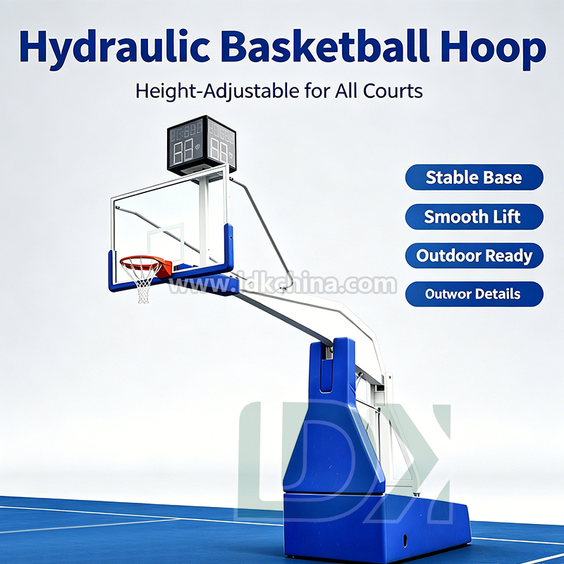 Professional FIBA Standard Electric Hydraulic Basketball Hoop with Transparent Backboard for Indoor Stadium Training