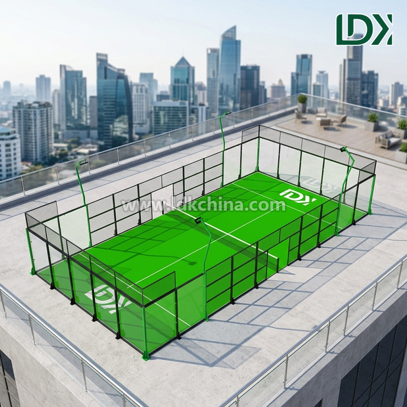 Full Panoramic Padel Tennis Court Manufacturer Wholesale Hot Dip Galvanized Steel Frame 12mm Glass For Indoor Outdoor Use