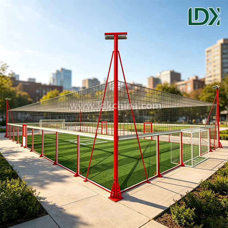 Tempered Glass Cage Football Field Soccer Court Premium Artificial Turf Steel Frame for Commercial Sports Venues