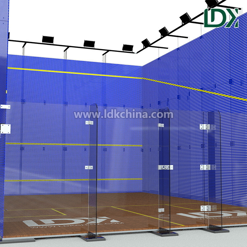 Professional All Glass Squash Court with 12mm Tempered Glass for Clubs and Competitions